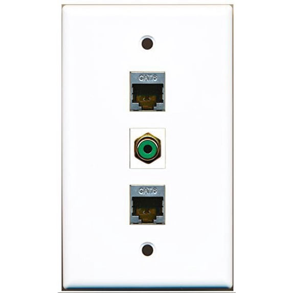RiteAV - 1 Port RCA Green 2 Port Shielded Cat6 Ethernet Wall Plate
