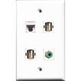 thumbnail image 1 of RiteAV 1 Port RCA Green 2 Port USB A-A and 1 Port Cat5e Ethernet White Wall Plate, 1 of 1