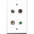 thumbnail image 1 of RiteAV 1 Port RCA Green and 1 Port Coax Cable TV- F-Type and 1 Port USB A-A and 1 Port 3.5mm Wall Plate, 1 of 1