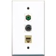 thumbnail image 1 of RiteAV - 1 Port RCA Green and 1 Port Phone RJ11 RJ12 Beige and 1 Port 3.5mm Wall Plate, 1 of 1