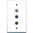 thumbnail image 1 of RiteAV - 1 Port RCA Green and 1 Port RCA Blue and 1 Port Coax Cable TV- F-Type Wall Plate, 1 of 1