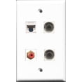 thumbnail image 1 of RiteAV - 1 Port RCA Red 2 Port 3.5mm and 1 Port Cat5e Ethernet White Wall Plate, 1 of 1