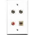 thumbnail image 1 of RiteAV 1 Port RCA Red 2 Port Coax Cable TV- F-Type and 1 Port Phone RJ11 RJ12 Beige Wall Plate, 1 of 1