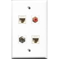 thumbnail image 1 of RiteAV 1 Port RCA Red and 1 Port Coax Cable TV- F-Type 2 Port Cat6 Ethernet White Wall Plate, 1 of 1
