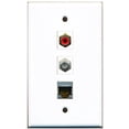 thumbnail image 1 of RiteAV - 1 Port RCA Red and 1 Port Coax Cable TV- F-Type and 1 Port Shielded Cat6 Ethernet Wall Plate, 1 of 1