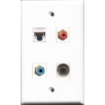 thumbnail image 1 of RiteAV 1 Port RCA Red and 1 Port RCA Blue and 1 Port 3.5mm and 1 Port Cat5e Ethernet White Wall Plate, 1 of 1