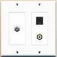 thumbnail image 1 of RiteAV - 1 Port RCA White 1 Port Coax Cable TV- F-Type 1 Port Cat6 Ethernet Black - 2 Gang Wall Plate, 1 of 1