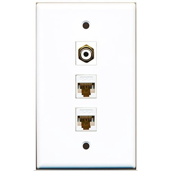 RiteAV - 1 Port RCA White 2 Port Cat6 Ethernet White Wall Plate