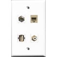 thumbnail image 1 of RiteAV 1 Port RCA White and 1 Port Coax Cable TV- F-Type and 1 Port USB A-A and 1 Port Phone RJ11 RJ12 Beige Wall Plate, 1 of 1
