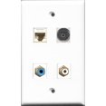 thumbnail image 1 of RiteAV 1 Port RCA White and 1 Port RCA Blue and 1 Port Toslink and 1 Port Cat6 Ethernet White Wall Plate, 1 of 1