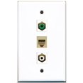 thumbnail image 1 of RiteAV - 1 Port RCA White and 1 Port RCA Green and 1 Port Phone RJ11 RJ12 Beige Wall Plate, 1 of 1
