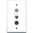 thumbnail image 1 of RiteAV - 1 Port RCA White and 1 Port Toslink and 1 Port Cat5e Ethernet White Wall Plate, 1 of 1