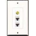 thumbnail image 1 of RiteAV - 1 Port RCA Yellow 2 Port Cat5e Ethernet White Wall Plate Decorative, 1 of 1