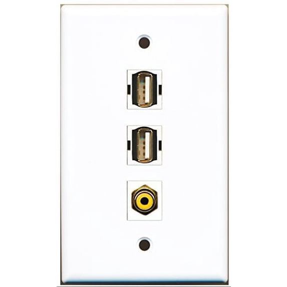 RiteAV - 1 Port RCA Yellow 2 Port USB A-A Wall Plate