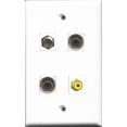 thumbnail image 1 of RiteAV 1 Port RCA Yellow and 1 Port Coax Cable TV- F-Type 2 Port 3.5mm Wall Plate, 1 of 1