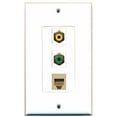 thumbnail image 1 of RiteAV - 1 Port RCA Yellow and 1 Port RCA Green and 1 Port Phone RJ11 RJ12 Beige Decorative Wall Plate Decorative, 1 of 1