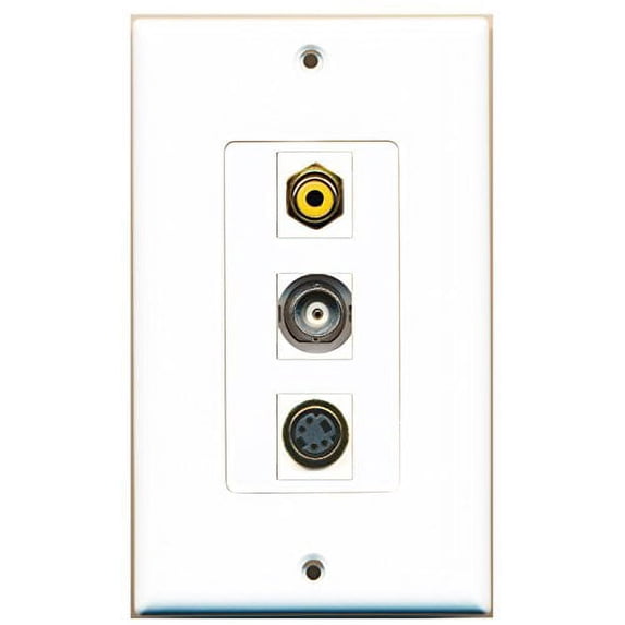 RiteAV - 1 Port RCA Yellow and 1 Port S-Video and 1 Port BNC Decorative Wall Plate Decorative