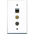 thumbnail image 1 of RiteAV - 1 Port RCA Yellow and 1 Port S-Video and 1 Port Shielded Cat6 Ethernet Wall Plate, 1 of 1
