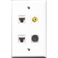 thumbnail image 1 of RiteAV 1 Port RCA Yellow and 1 Port Toslink 2 Port Cat5e Ethernet White Wall Plate, 1 of 1