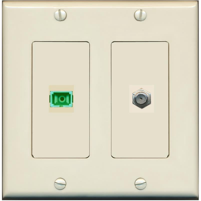 RiteAV 1 Port SC-APC Fiber Simplex Coax Cable TV Wall Plate - 2 Gang ...