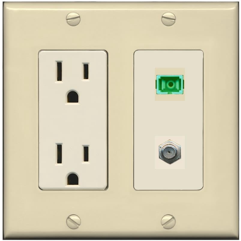 Standard Simplex Outlet RiteAV 1 Port SC-APC Fiber Simplex Coax Cable TV Wall Plate - Outlet ...