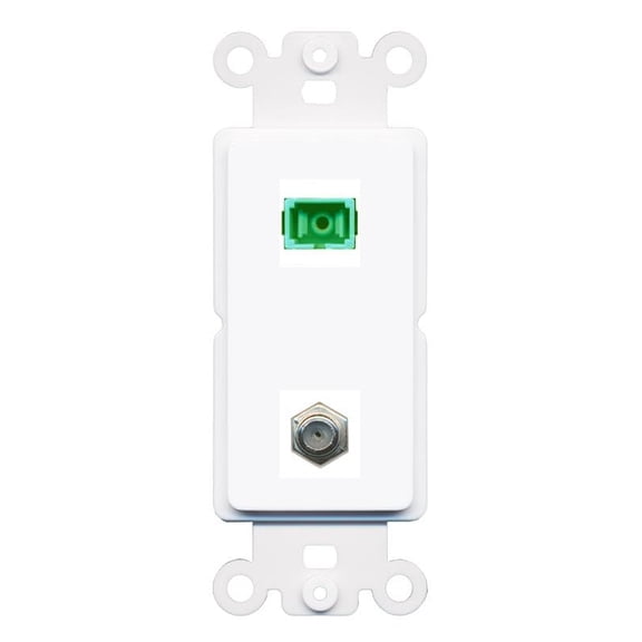 RiteAV 1 Port SC-APC Fiber Simplex Coax Cable TV Wall Plate - Rocker [White]