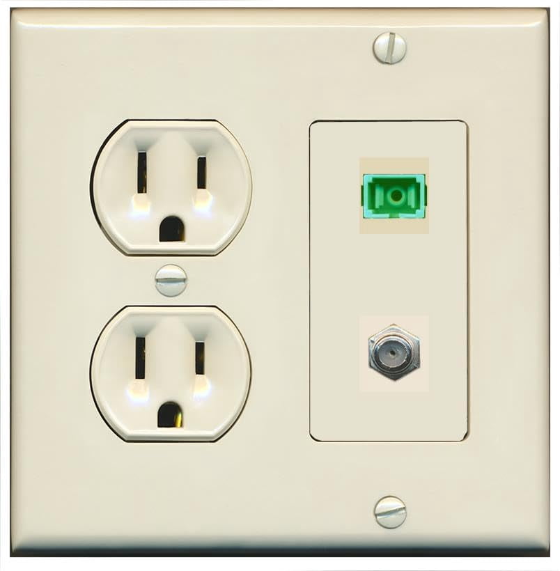 Simplex Outlet Types RiteAV 1 Port SC-APC Fiber Simplex Coax Cable TV Wall Plate - Round ...
