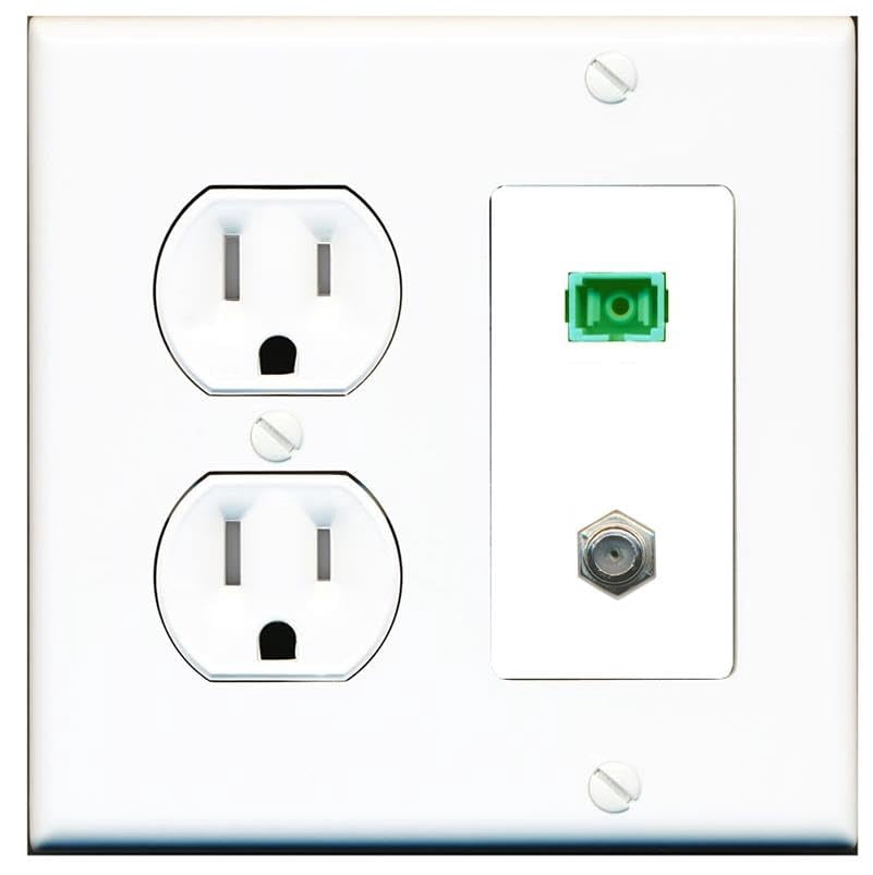 Simplex Outlet Types RiteAV 1 Port SC-APC Fiber Simplex Coax Cable TV Wall Plate - Tamper ...