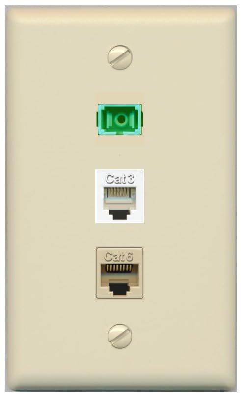 RiteAV 1 Port SC APC Simplex Phone and Cat6 Ethernet Wall Plate - Flat ...