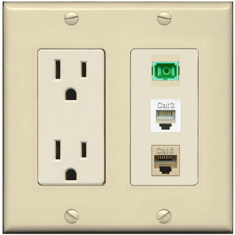 Simplex Outlet Types RiteAV 1 Port SC APC Simplex Phone and Cat6 Ethernet Wall Plate ...