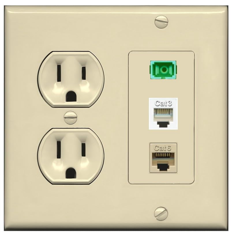 Simplex Outlet Types RiteAV 1 Port SC APC Simplex Phone and Cat6 Ethernet Wall Plate - Round ...