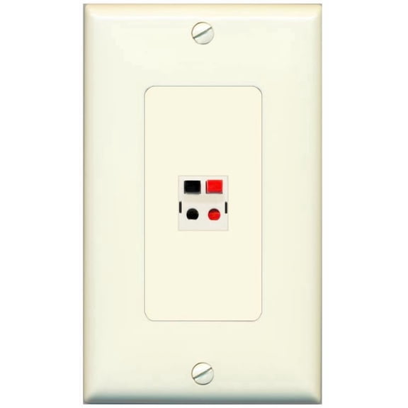 RiteAV 1 Port Speaker Wire Plug Jack Wall Plate - 1 Gang [Light-Almond]