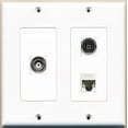 thumbnail image 1 of RiteAV - 1 Port Toslink 1 Port BNC 1 Port Cat5e Ethernet White - 2 Gang Wall Plate, 1 of 1