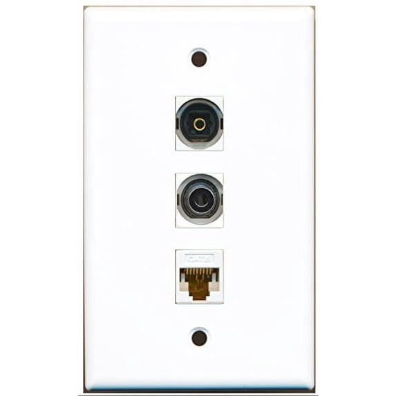 RiteAV - 1 Port Toslink and 1 Port 3.5mm and 1 Port Cat6 Ethernet White Wall Plate