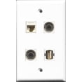 thumbnail image 1 of RiteAV 1 Port USB A-A 2 Port 3.5mm and 1 Port Cat6 Ethernet White Wall Plate, 1 of 1