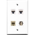 thumbnail image 1 of RiteAV - 1 Port USB A-A and 1 Port Phone RJ11 RJ12 Beige 2 Port Cat5e Ethernet White Wall Plate, 1 of 1