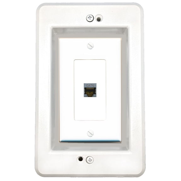 RiteAV 1 Port in-Wall Cable Management Kit Recessed Outlet CAT6-SHIELDED Wall Plate