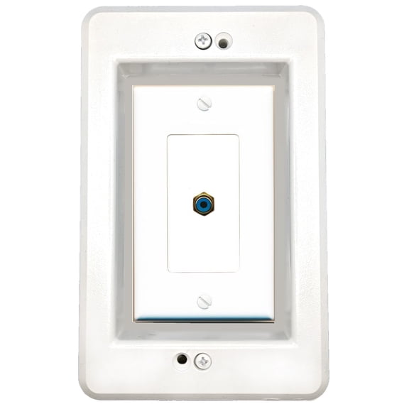 RiteAV 1 Port in-Wall Cable Management Kit Recessed Outlet RCA-Blue Wall Plate