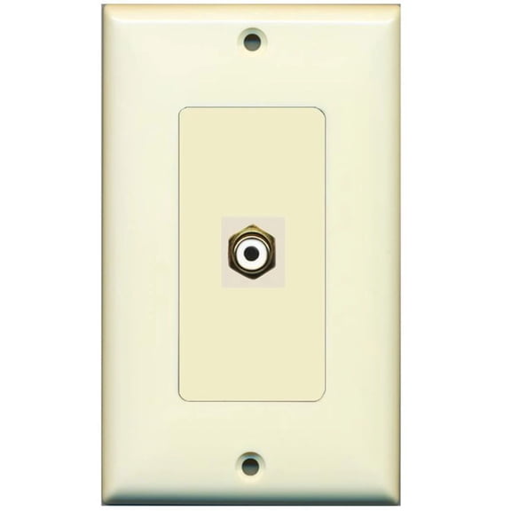 RiteAV - 1 RCA for Subwoofer Audio Port Wall Plate Decorative - Light Almond/Light Almond - Bracket Included