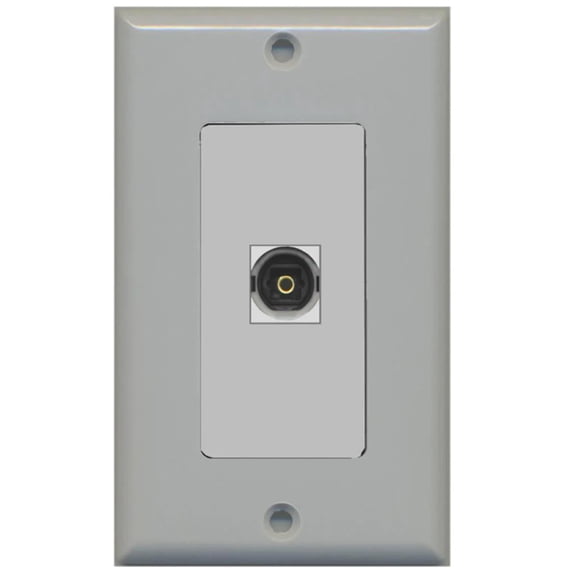 RiteAV - 1 Toslink Digital Audio Port Wall Plate Decorative - Gray - Bracket Included