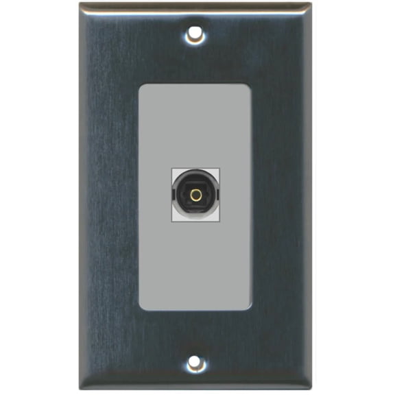 RiteAV - 1 Toslink Digital Audio Port Wall Plate Decorative - Stainless Steel/Gray - Bracket Included