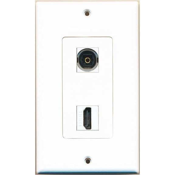 RiteAV - 1 Toslink Digital Audio Port and 1 HDMI Port Wall Plate Decorative Eggshell White