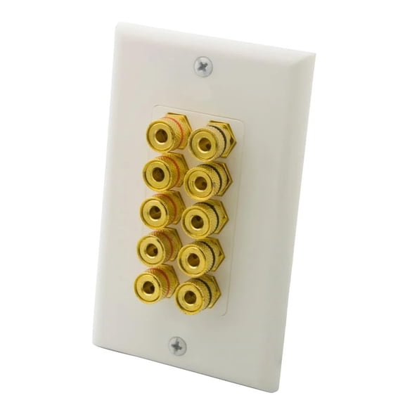 RiteAV 10 Banana 5 Speaker Surround F/F Coupler Binding Post Wall Plate 2 Pack