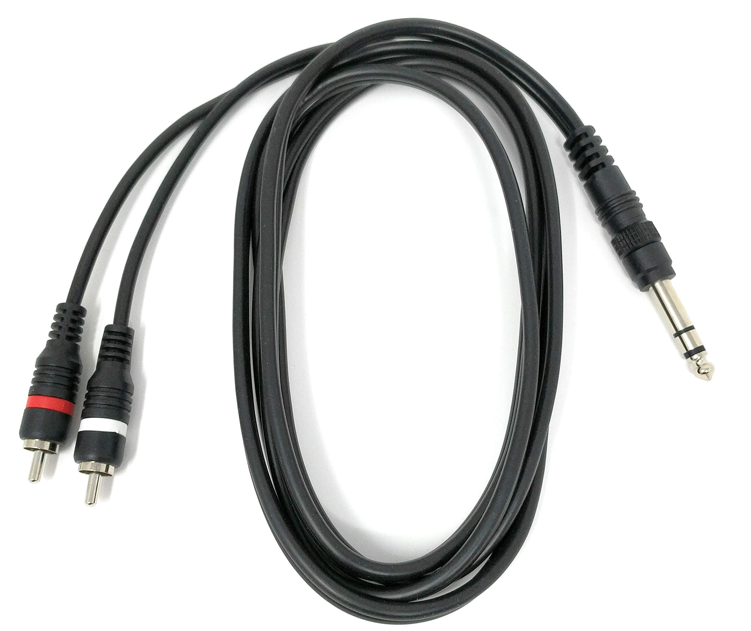 RiteAV 10FT 1/4" 6.3mm TRS Stereo Male to Dual RCA Stereo Male Cable