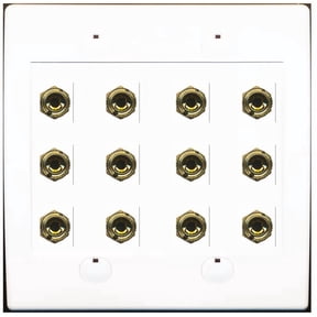RiteAV 12 Banana 6 Speaker Surround F/F Coupler Binding Post Wall Plate 2 Pack