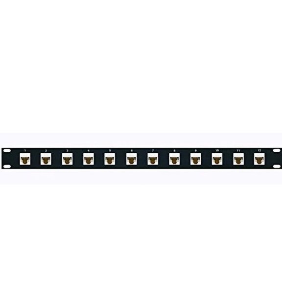 RiteAV 12 Port Cat6 White Patch Panel (Non-110 Type) with (Tool-Less) Female Female Jacks