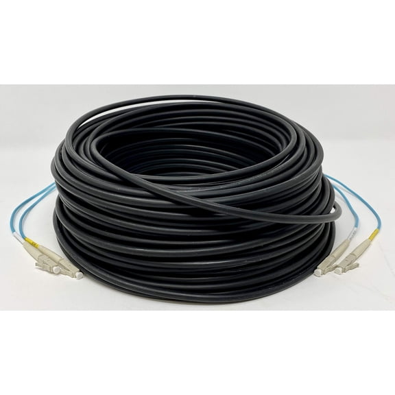 RiteAV - 1300ft/400m OD-5mm Industrial TPU OM4/OM3 Fiber LC to LC Outdoor Armored Fiber Patch Cable, Duplex Multimode Fiber Optic Cable 10Gb, MMF 50/125, OM4 LC-LC