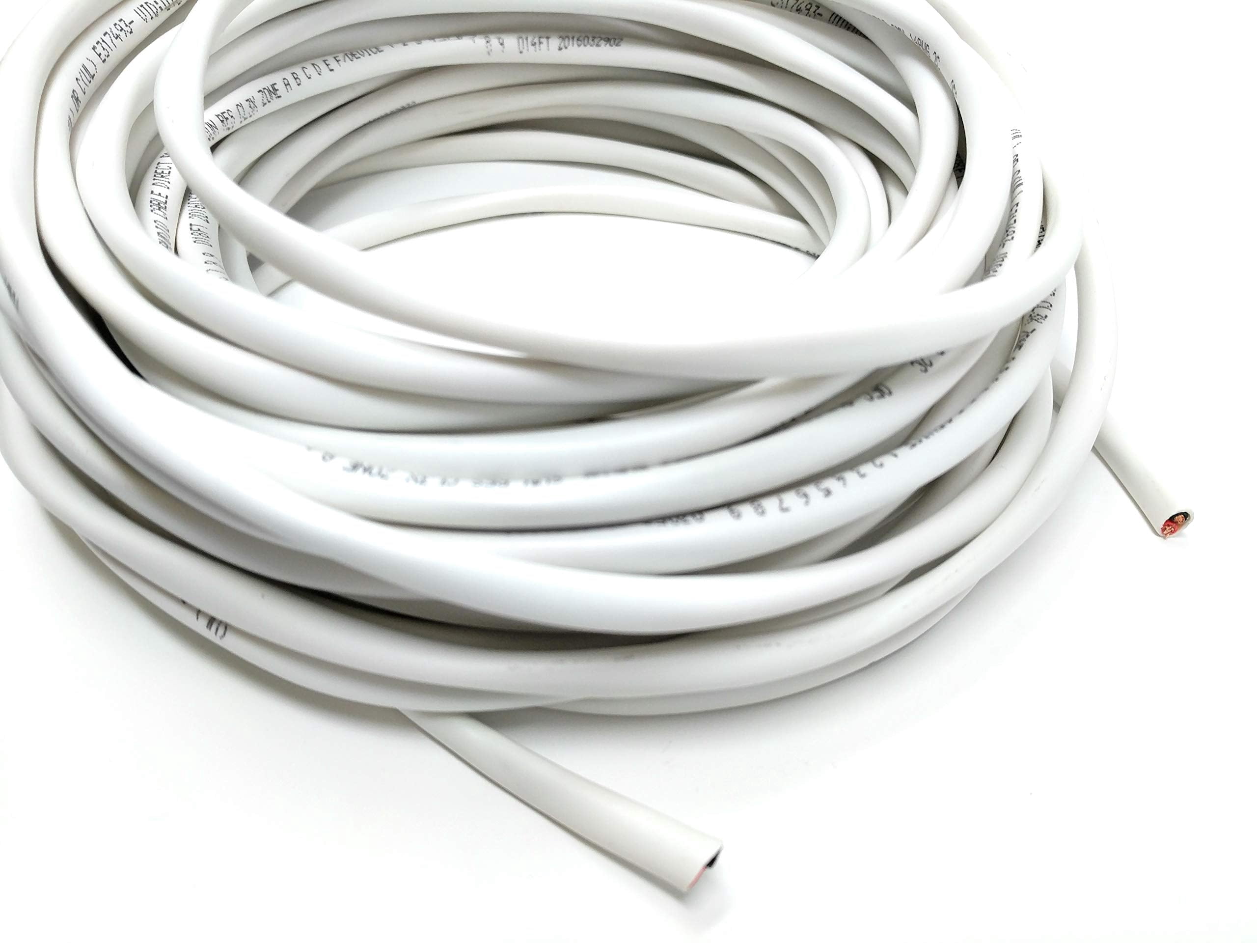 RiteAV - 14 AWG 10 Feet White Direct Burial Speaker and Lighting Wire (2 Channel, Pure Oxygen Free Copper, High Strand Count)
