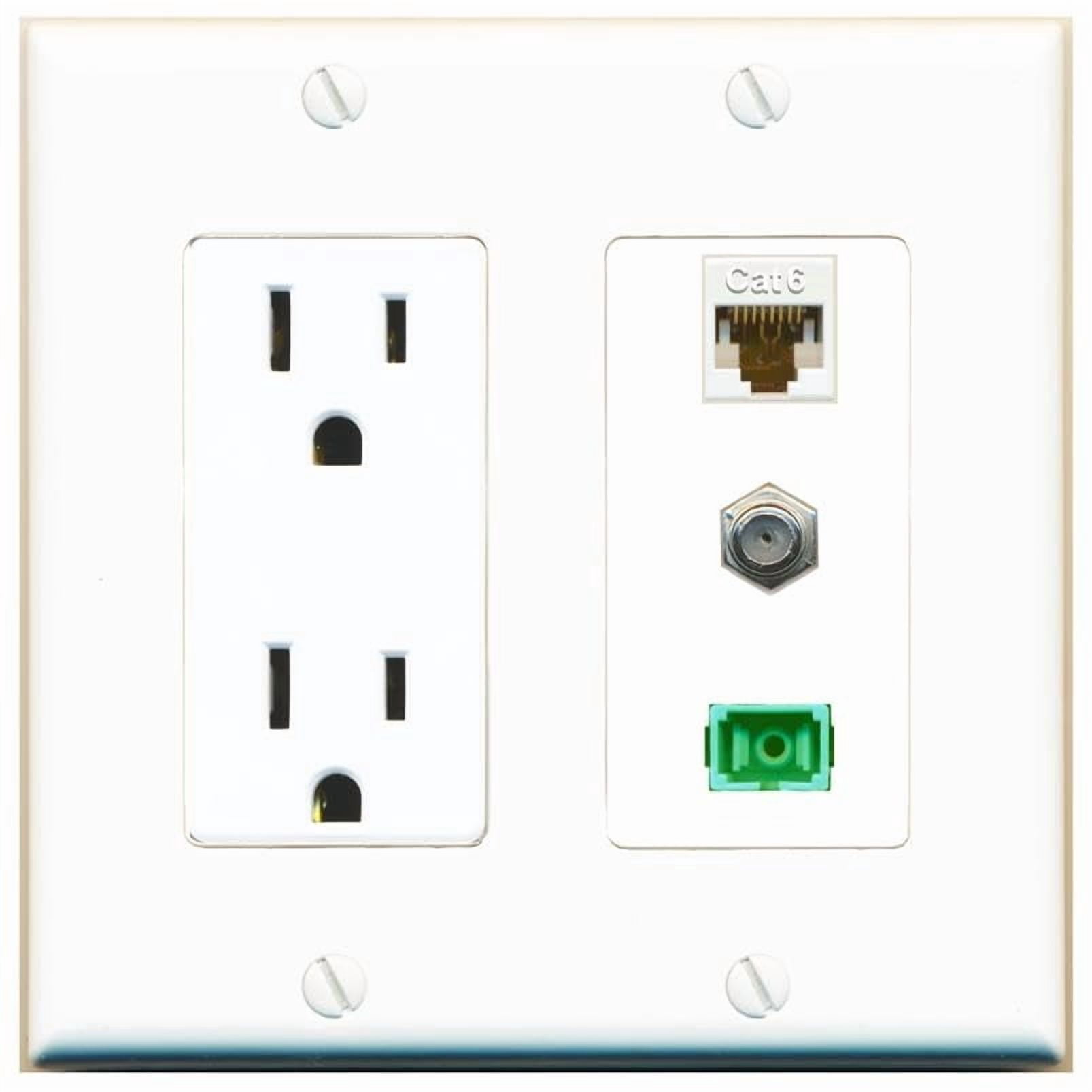Simplex Outlet Types RiteAV 15 Amp Power Outlet 1 Port CAT6 1 Coax 1 SC-APC-Simplex Jack ...