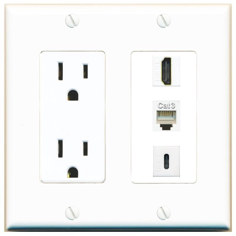 Ffe Outlets RiteAV 15 Amp Power Outlet 1 Port HDMI 1 Phone 1 USBC Jack Coupler ...